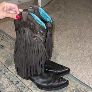Corral vintage dark brown fringe boot